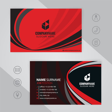 Set of red and black Modern Corporate Business Card Design Templates, vector eps 10のイラスト素材
