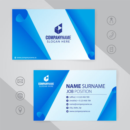 Blue business card template with abstract background. Modern corporate identity design.のイラスト素材