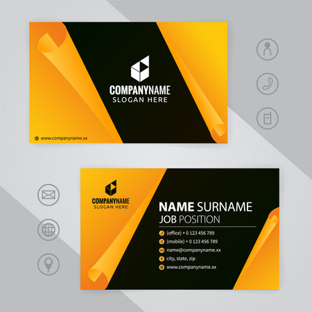 abstract modern business card template with yellow and black background - illustrationのイラスト素材