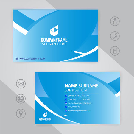 Blue Business Card Template. Modern Creative and Clean identity Card Design. Vector Illustrationのイラスト素材