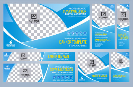 Set of Editable minimal square banner template design for web or printのイラスト素材