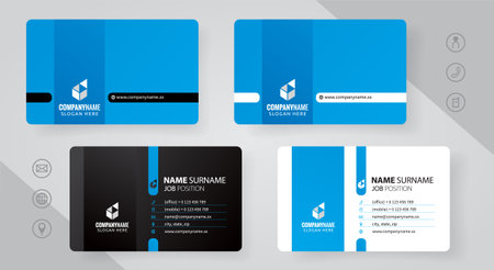 Blue double-sided business card template. Simple and clean design. Vector illustrationのイラスト素材