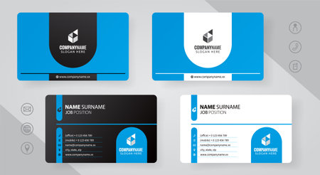 company style blue business card template, flat design, vector illustration eps10のイラスト素材