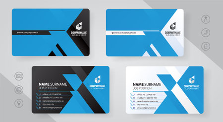 blue modern business card template, Creative and Clean identity Card Vector Illustrationのイラスト素材