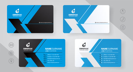 Blue business card template, Modern Creative and Clean identity Card Vector Illustrationのイラスト素材