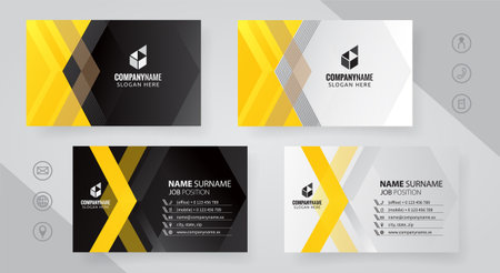 yellow and black modern business card template, Creative and clean identity designのイラスト素材