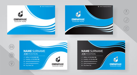Blue business card template, Creative and Clean Design Vector Illustration.のイラスト素材