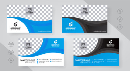 Blue and Black Business Card Template. Editable Vector Illustration.のイラスト素材