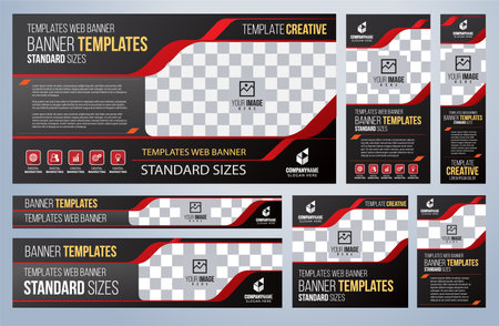 Set of Editable square banner template design for your website or presentationのイラスト素材