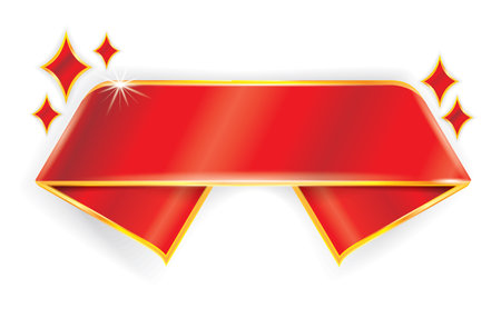 Red ribbon with stars on a white background. Eps 10 vector file.のイラスト素材