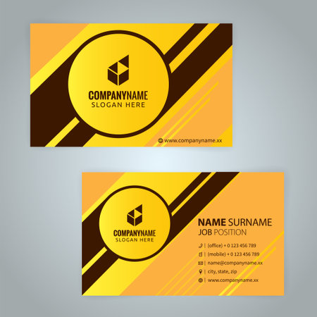 Business card design template, yellow and black colors, vector illustration.のイラスト素材