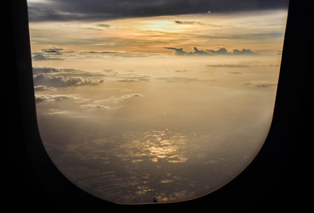 A view from the plane windowの写真素材
