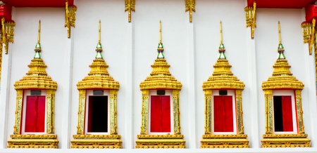 Church window Wat Huay Khen Bang Mun Nak district. Phichit Province. In Thailandの写真素材