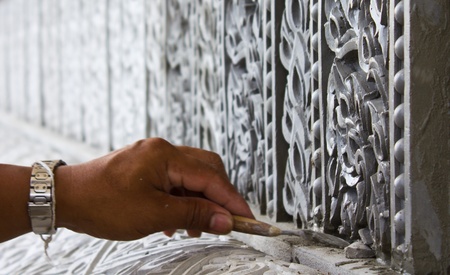 Craftsmen carved plaster form thai.の写真素材