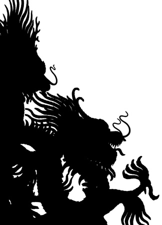 Dragon black silhouette, large majestic elegance.の写真素材