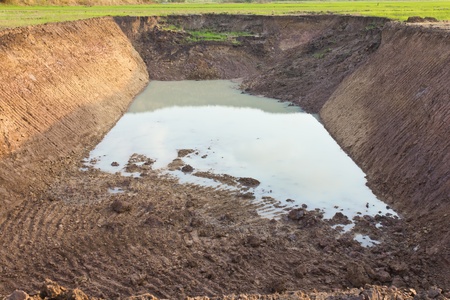 Ponds to store water for use in agriculture and grow rice の写真素材