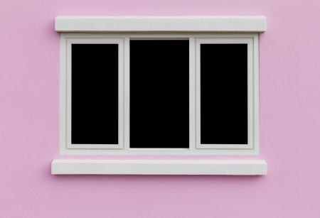 Background window frame in the wall pink black backdrop の写真素材