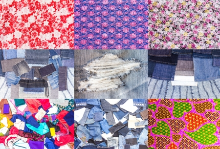 Collection of flowery backgrounds and beautiful rag jeans の写真素材