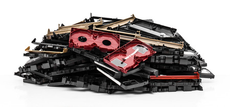 Isolates of video cassette was disassembled pile together の写真素材