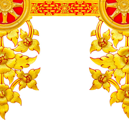 STUCCO golden flowers with stripes, Thailand is a beautiful frameの写真素材