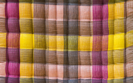 Close up background Bedding Plaid color beautifully relaxing.