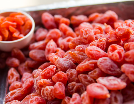 Grapes, small dried red currant-like stack of trays are supplied.