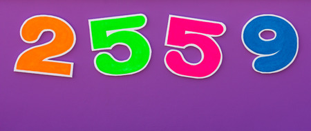 Alphanumeric year.. 2559 colorful beauty, which is made from foam watercolor drawing by hand.の写真素材