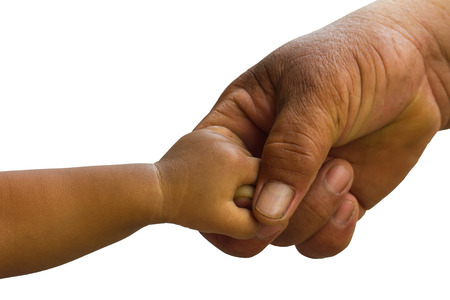Isolated close-finger adults and children in Asia, which were plump help hold each other with...