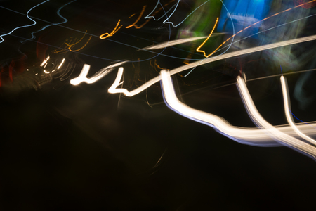 Abstract background, backlight, car, motionless night, white lines and other colors.の写真素材