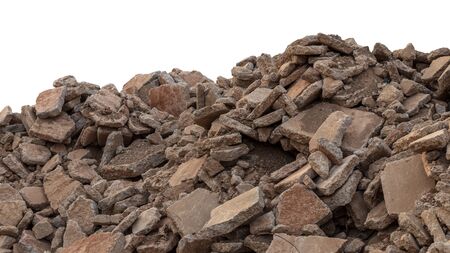 Many concrete debris from decommissioning, destroying the road were brought together to be used as a...