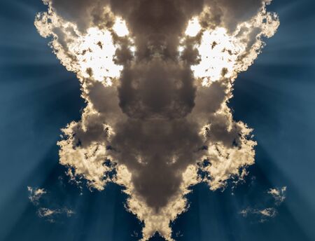 Abstract background view overcast clouds in which the sunlight shines through the day in the blue sky.の写真素材