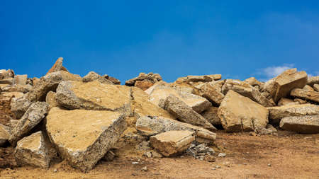 A view of the many old concrete blocks that have been demolished and demolished roads to be...