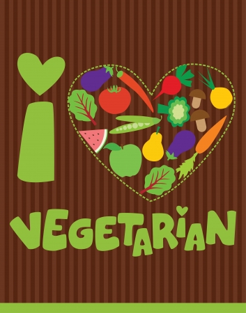 i love vegetarian card design  vector illustrationのイラスト素材
