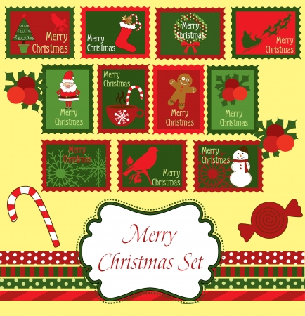 christmas frame set design  vector illustrationのイラスト素材