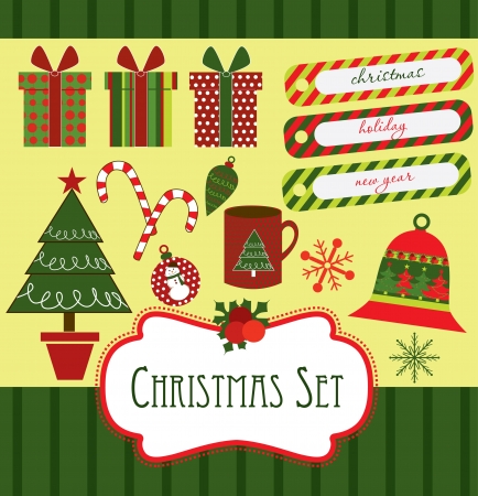 christmas scrapbook collection  vector illustrationのイラスト素材