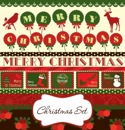 christmas scrapbook collection  vector illustrationのイラスト素材