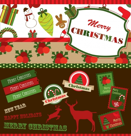 christmas scrapbook collection  vector illustrationのイラスト素材