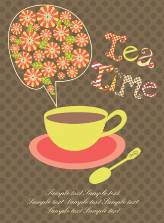 tea time card  vector illustrationのイラスト素材