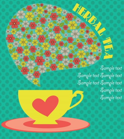 tea time card  vector illustrationのイラスト素材