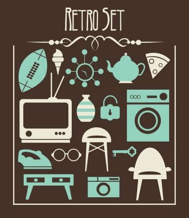 retro objects collection  vector illustrationのイラスト素材