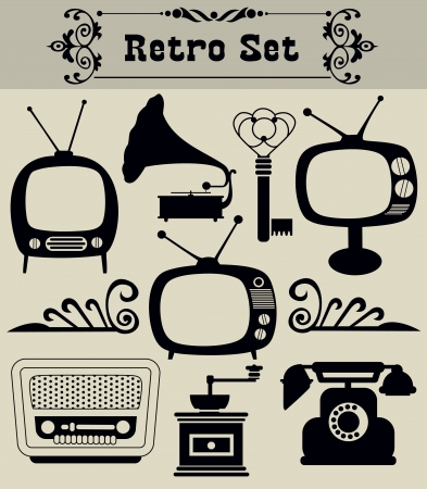 retro objects set  vector illustrationのイラスト素材