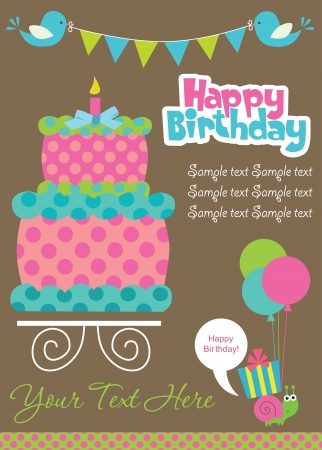 happy birthday cake card design  vector illustrationのイラスト素材