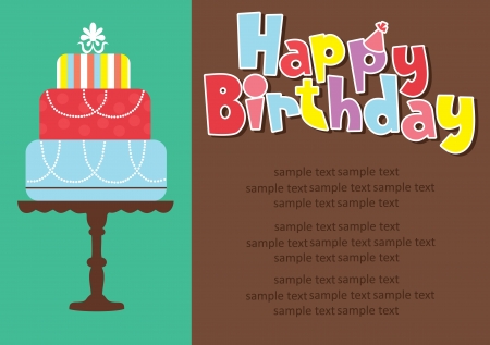 happy birthday cake card design  vector illustrationのイラスト素材
