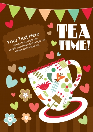 tea party card design  vector illustrationのイラスト素材