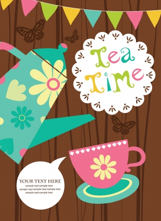 herbal tea card design  illustrationのイラスト素材