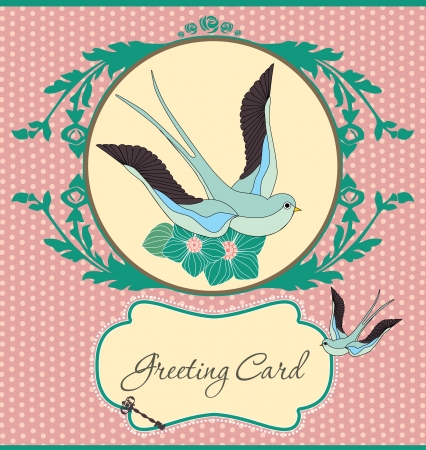 cute swallow  card design  vector illustrationのイラスト素材