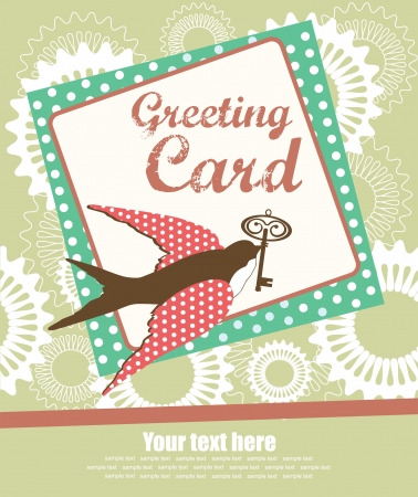 cute swallow. card design. vector illustrationのイラスト素材