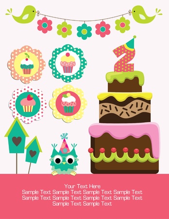 happy birthday card design. vector illustratonのイラスト素材