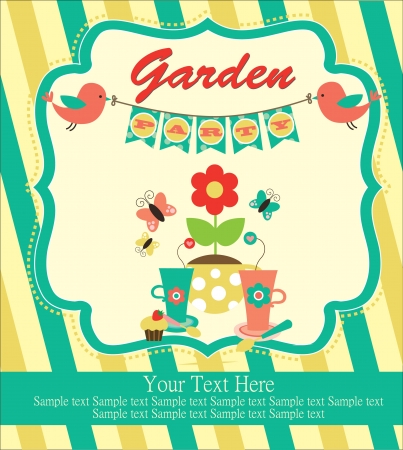 garden party cute collection  illustrationのイラスト素材