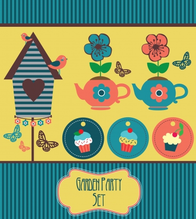 garden party cute collection  illustrationのイラスト素材